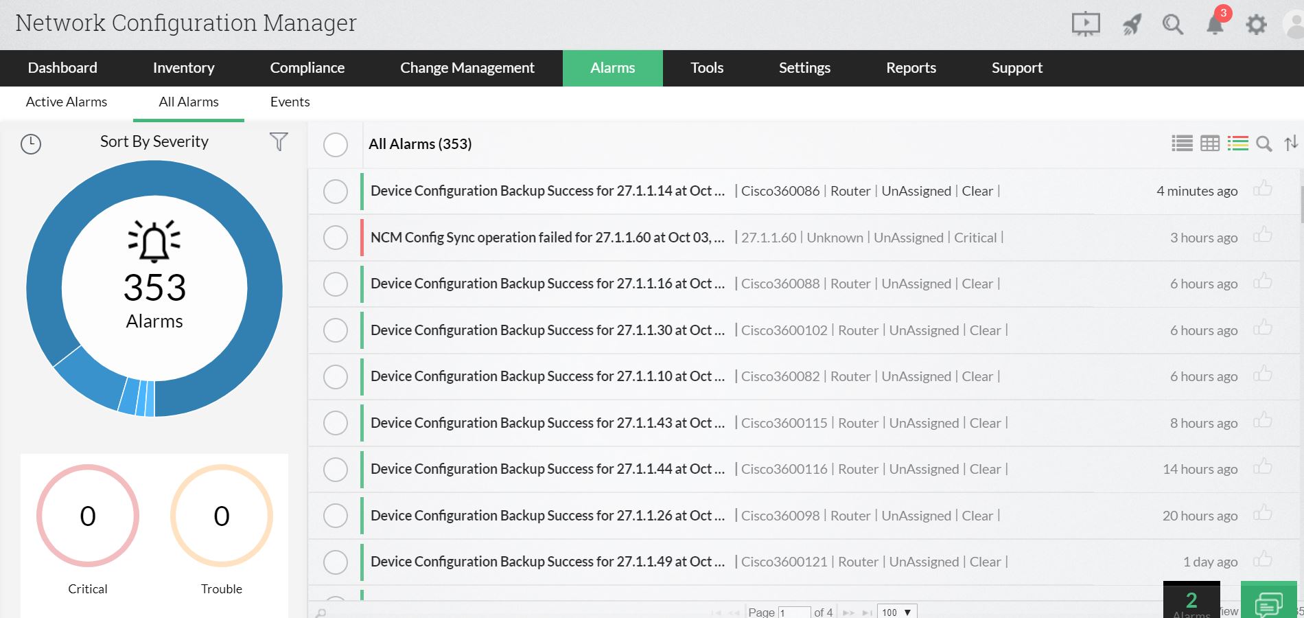 Configure NCM Alarms