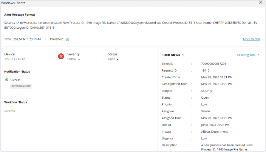 Using the alert dashboard to assign tickets to analysts